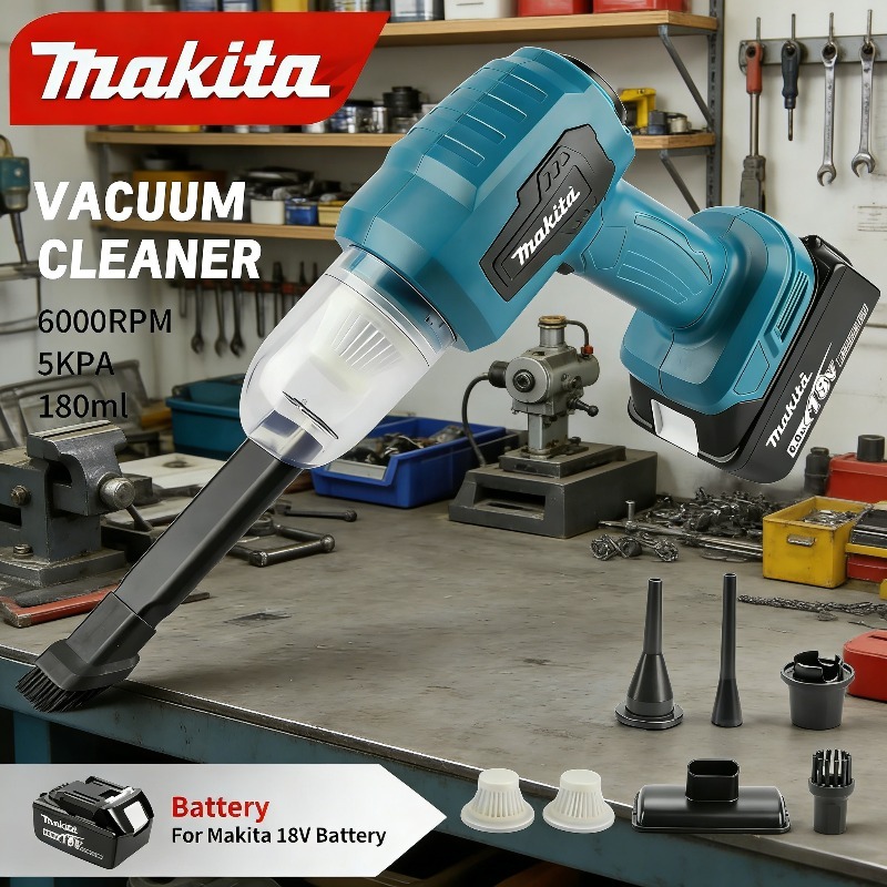 Vacuum Cleaner Woodworking - เครื่องดูดฝุ่นไร้สาย Makita: หัวดูด 7 แบบ, แรงดูด