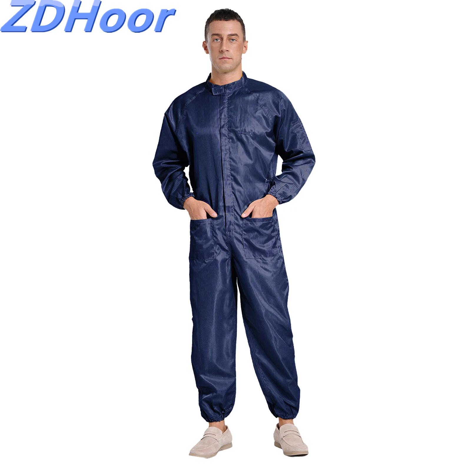 Woodworking Overalls - Mens Dustproof Jumpsuit Anti-Static Coveralls ขาตั้งซิปด้านหน้า