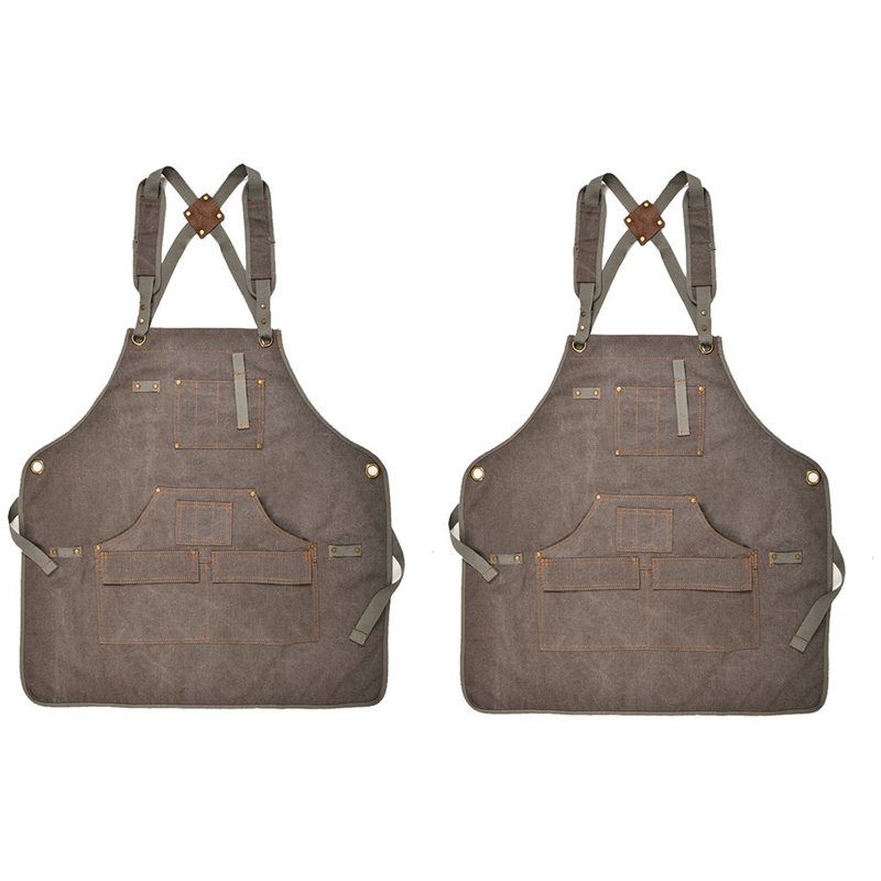 Woodworking Apron - ผ้ากันเปื้อนงานไม้2X AFBC ผ้ากันเปื้อนผ้าใบเคลือบแวกซ์สำหรับงานหนักพร้อมกระเป๋า9ช่องผ้ากันเปื้อนแบบปรับสายได้สำหรับผู้หญิงผู้ชาย