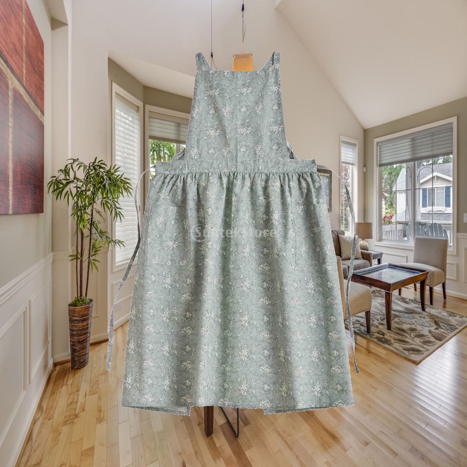 Woodworking Apron - ผ้ากันเปื้อนสำหรับงานวาดภาพ เนื้อนุ่ม มีกระเป๋า ผ้ากันเปื้อนสำหรับงานไม้ สไตล์อเมริกันคันทรี ผ้ากันเปื้อนช่างไม้
