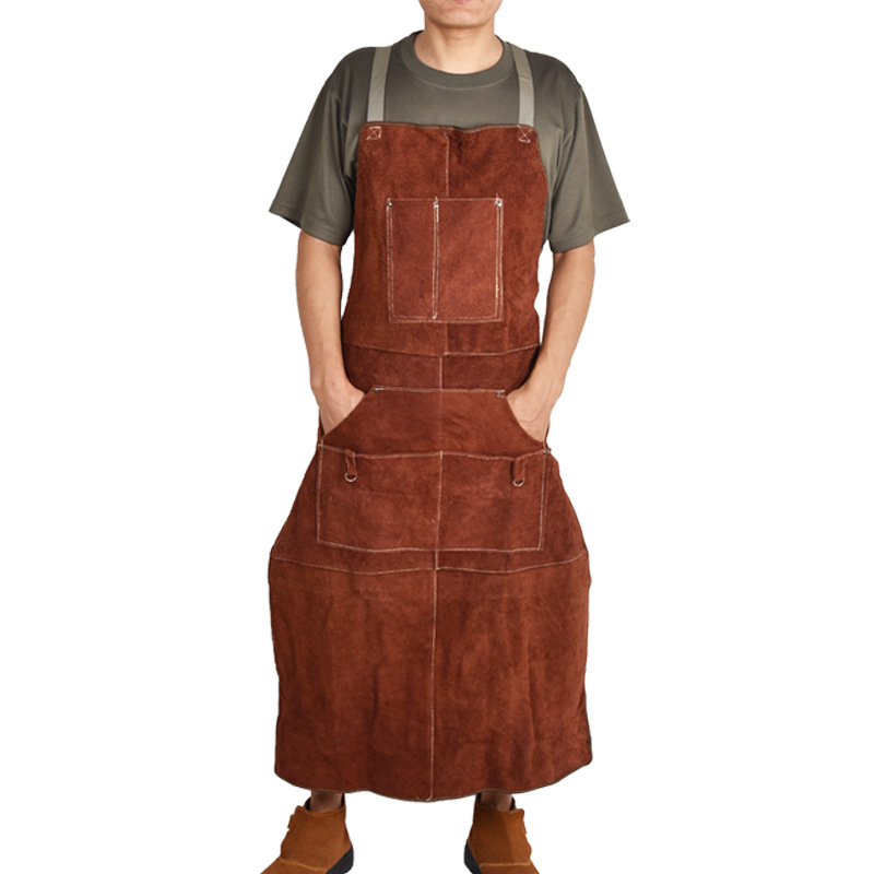 Woodworking Apron - ผ้ากันเปื้อนหนังวัวสำหรับงานเชื่อม คุณภาพส่งออก ป้องกันอย่างดี หนังแท้ สำหรับช่าง