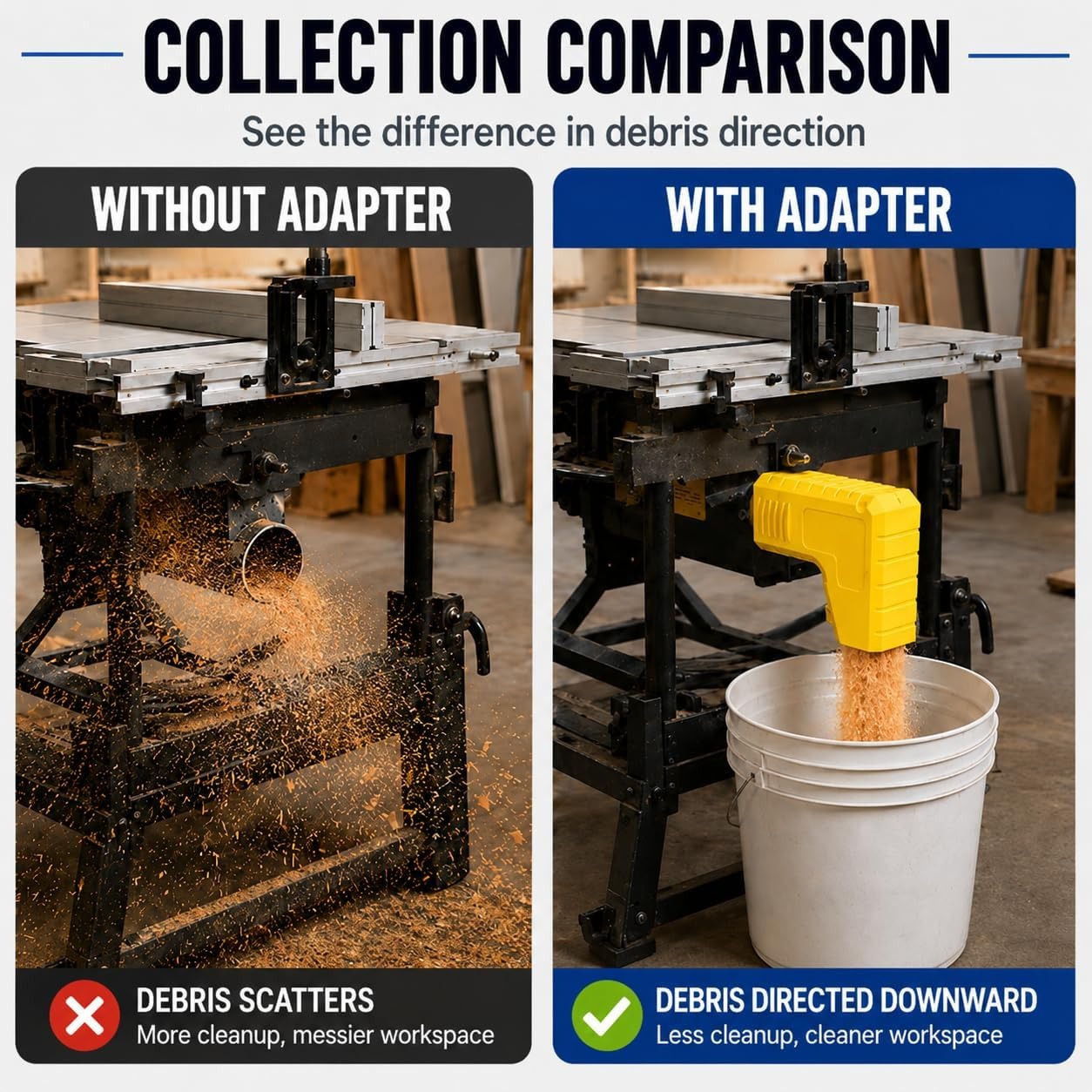 อะแดปเตอร์เก็บขี้เลื่อยแบบตั้ง - Vacuum Cleaner Woodworking บทวิจารณ์และราคา