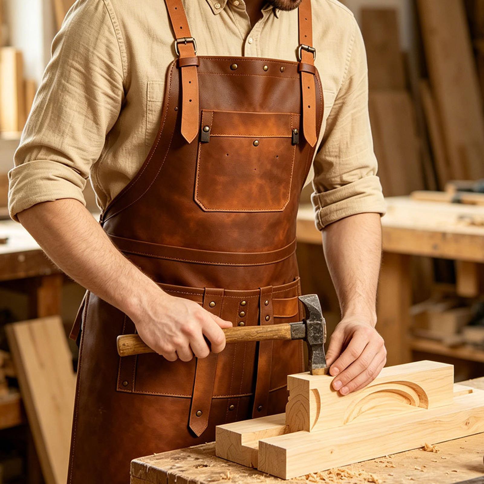 ผ้ากันเปื้อนหนังพร้อมกระเป๋าหล - Woodworking Apron บทวิจารณ์และราคา